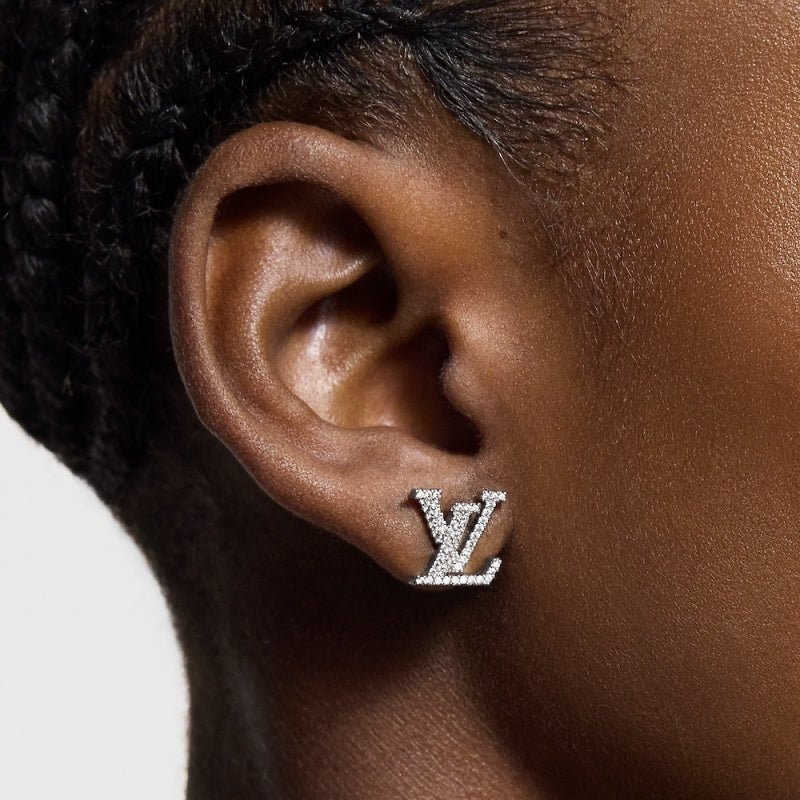 Alternative view of LV Crystal Logo Stud Earrings