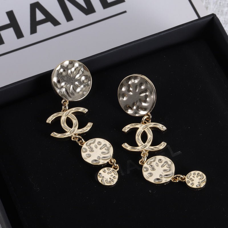 Chanel Gold Hammered Coin Drop CC - Image 5