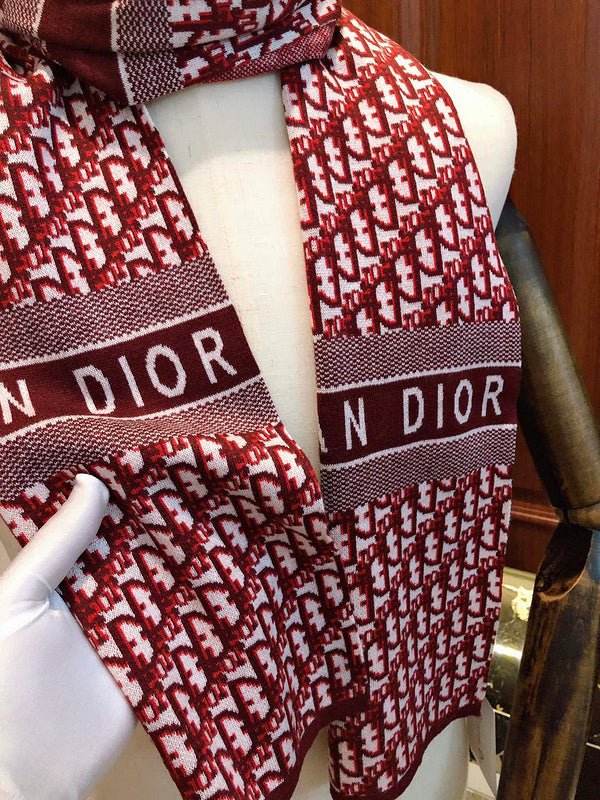 Dior Red White Monogram Pattern Warm Scarf - Image 5
