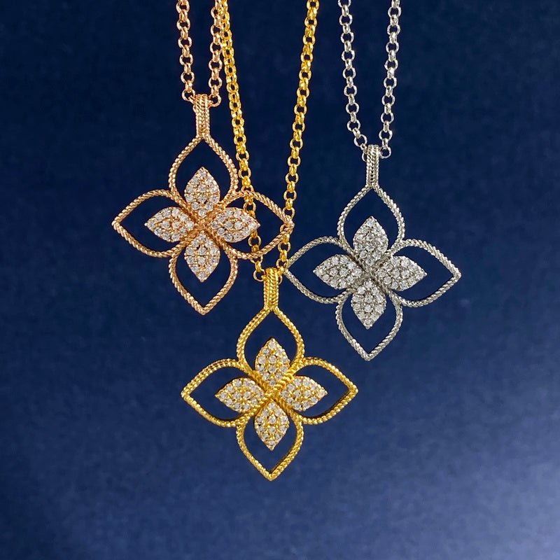 VCA Full Diamond Hollow Clover Necklace