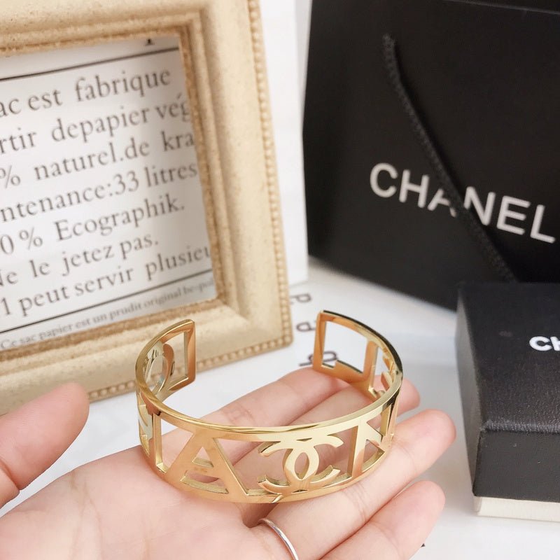 Alternative view of CHANEL Hollow Cutout Letter CC Open Cuff Bangle