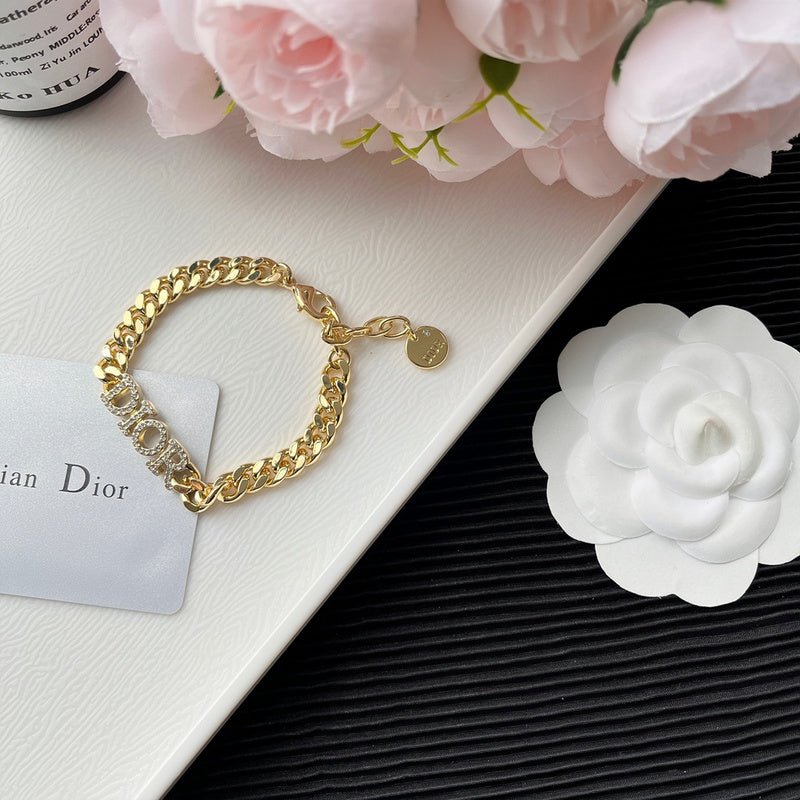 Dior Gold Crystal "DIOR" Bracelet - Image 3