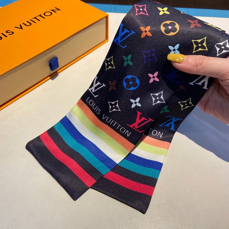 LV Multicolor Monogram Twilly Print Soft Scarf - Image 12