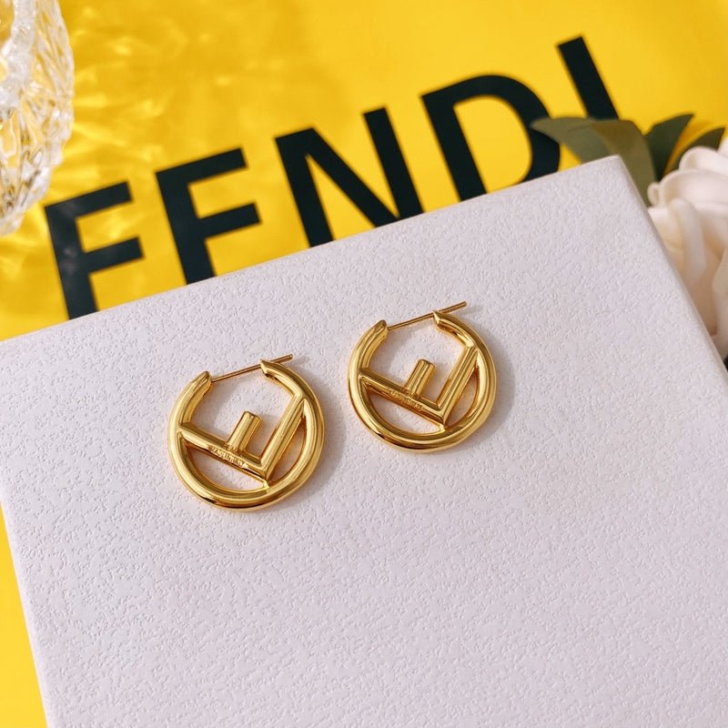 FENDI Porcelain Metal F-shaped Stud Earrings - Image 3
