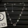 Gucci Crystal G Silver Chain Necklace
