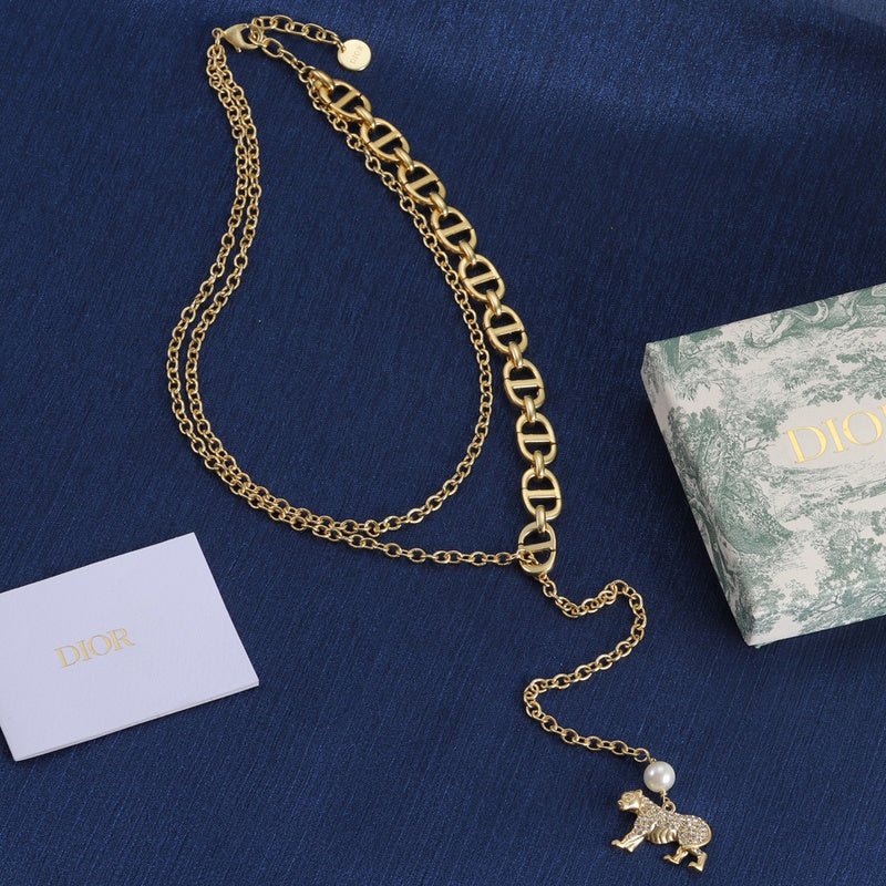 Dior Tiger Charm Layered Necklace - Image 6