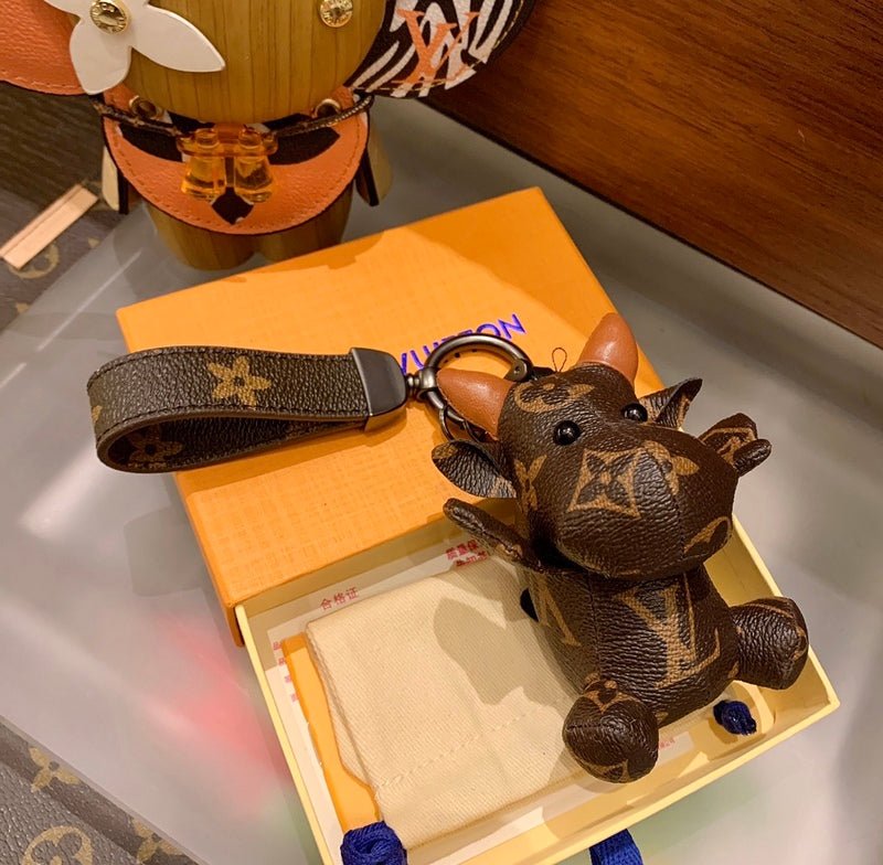 LV Monogram 3D Cow Canvas Strap Keychain - Image 3