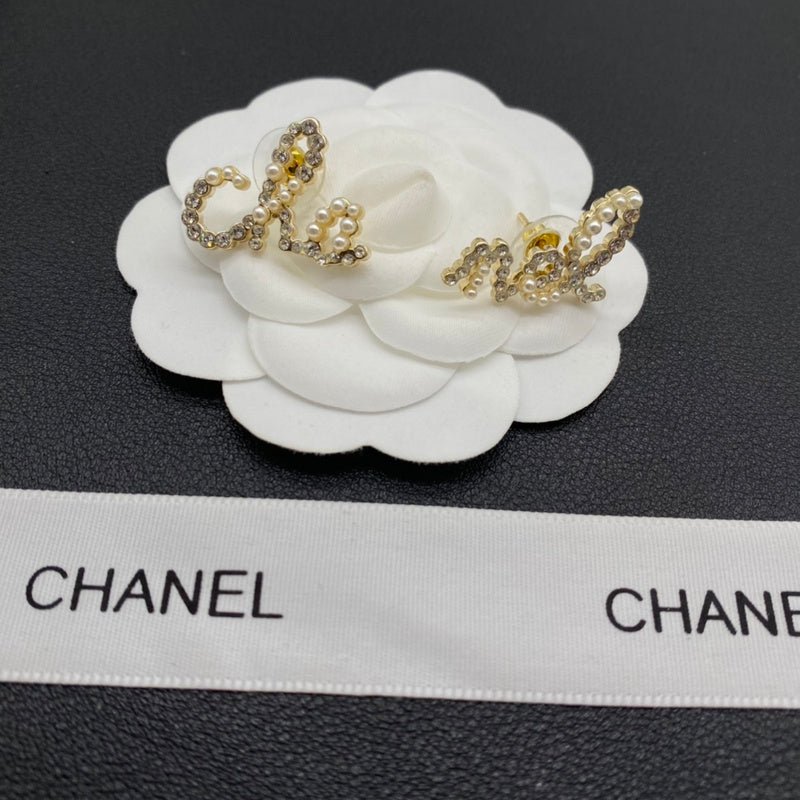 CHANEL Script Crystal Logo Hair Clip Barrette