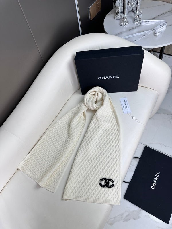 Chanel Waffle Knit Tie Scarf - Image 5