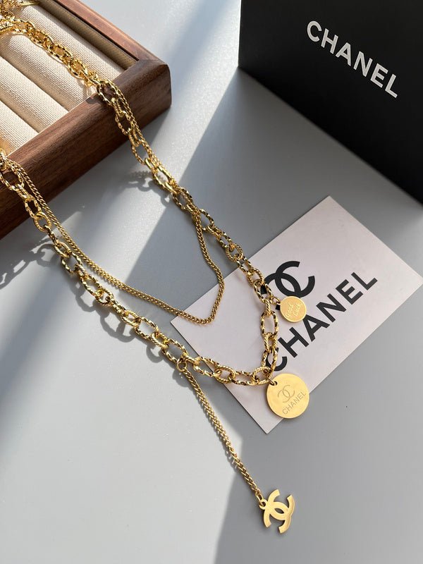 Alternative view of Chanel Dual-Layer Coin Double C Chain Necklace