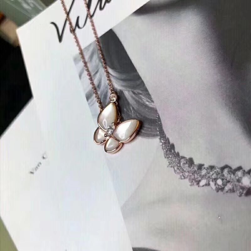 VCA White Mother Of Pearl Butterfly Necklace - Image 5