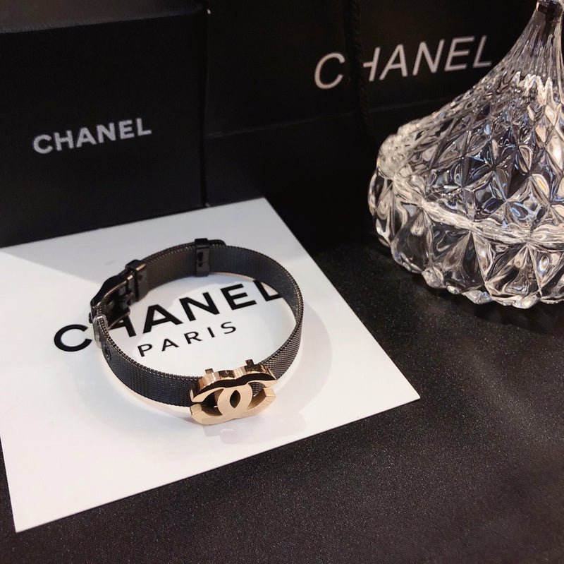 Alternative view of CHANEL Leather Strap Gold Double C Bracelet