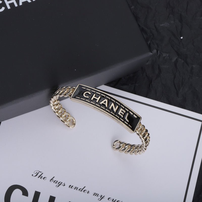 Chanel Letter Inlaid Rhinestone Chain Cuff