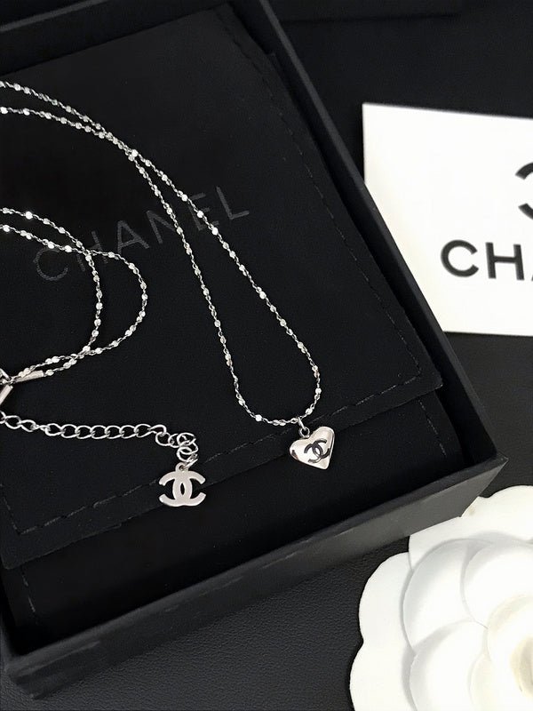 Alternative view of Chanel Two-Tone Heart Engraved CC Necklace