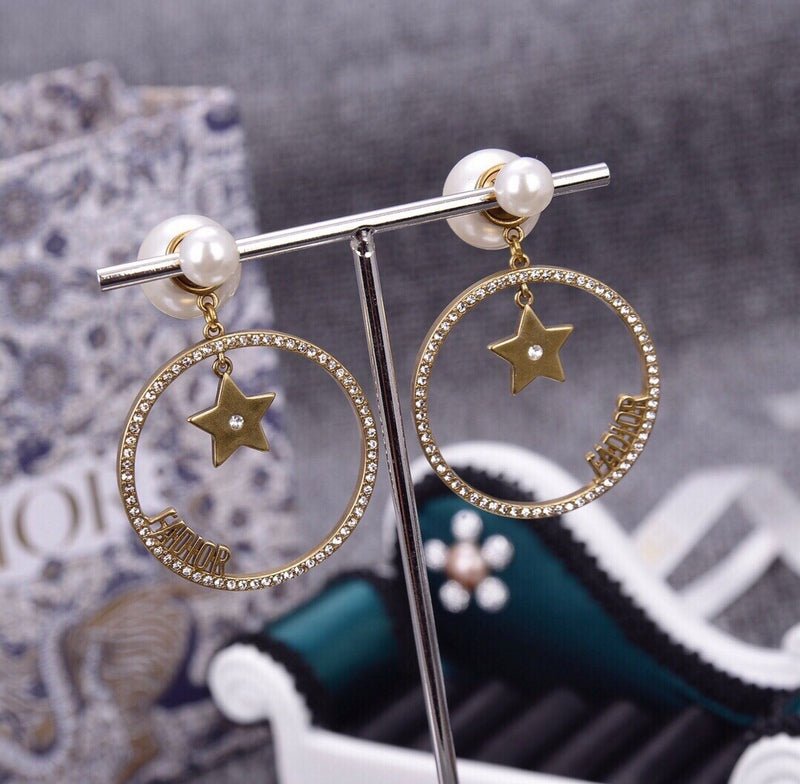 Dior Star Crystal Pearl Earrings