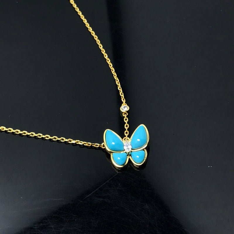 Alternative view of VCA Turquoise Single Butterfly Pendant Necklace