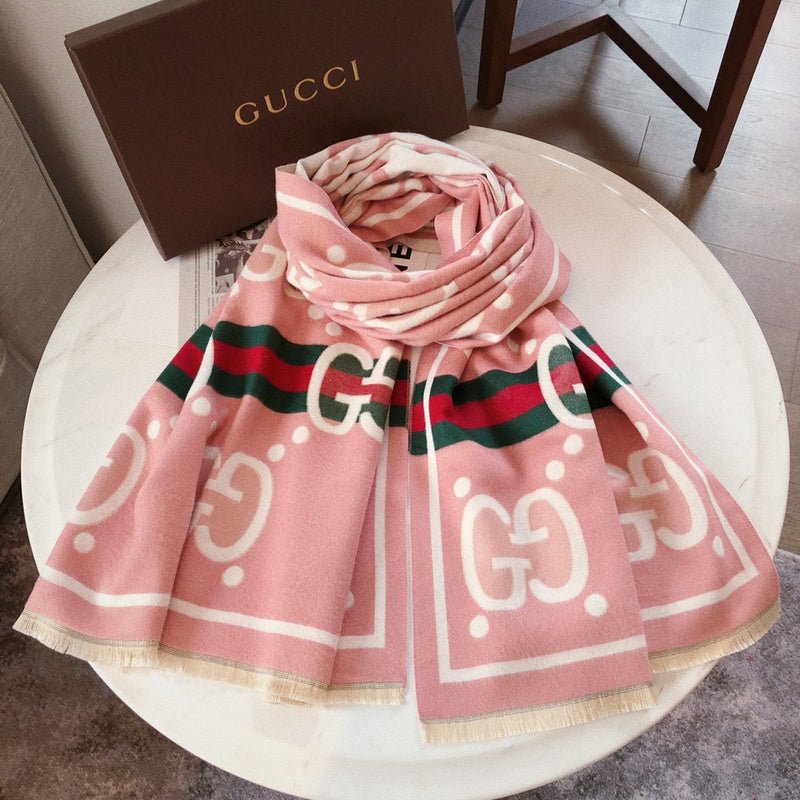 GUCCI Wool Web Stripe GG Scarf - Image 18