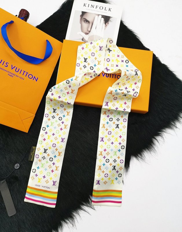 LV Multicolor Monogram Twilly Print Soft Scarf - Image 6