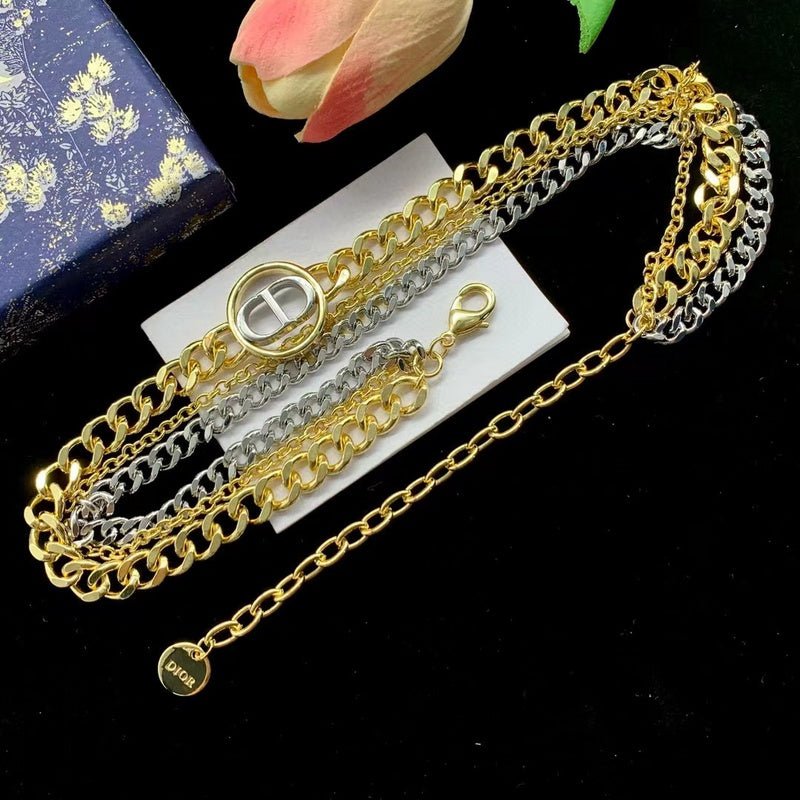 Dior Two-Tone Layered CD Necklace - Image 6