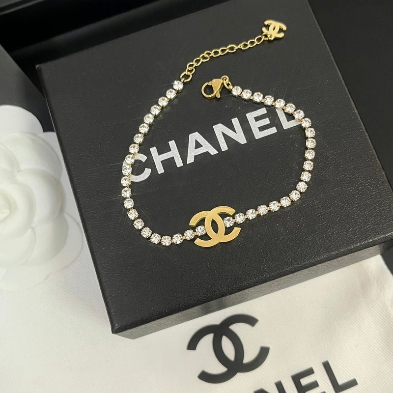 Chanel Crystal Double C Metal Bracelet
