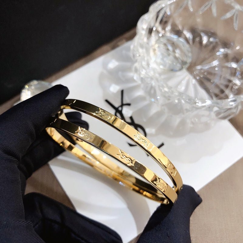 YSL Gold Logo Bangle Set