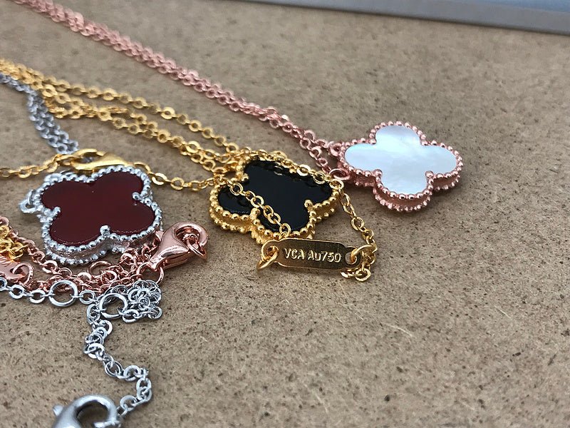 Alternative view of VCA Black Onyx Single Clover Gold Necklace