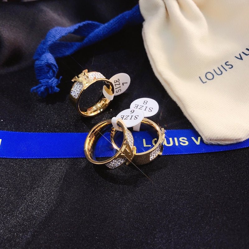 LV Crystal Logo Band Ring - Image 4