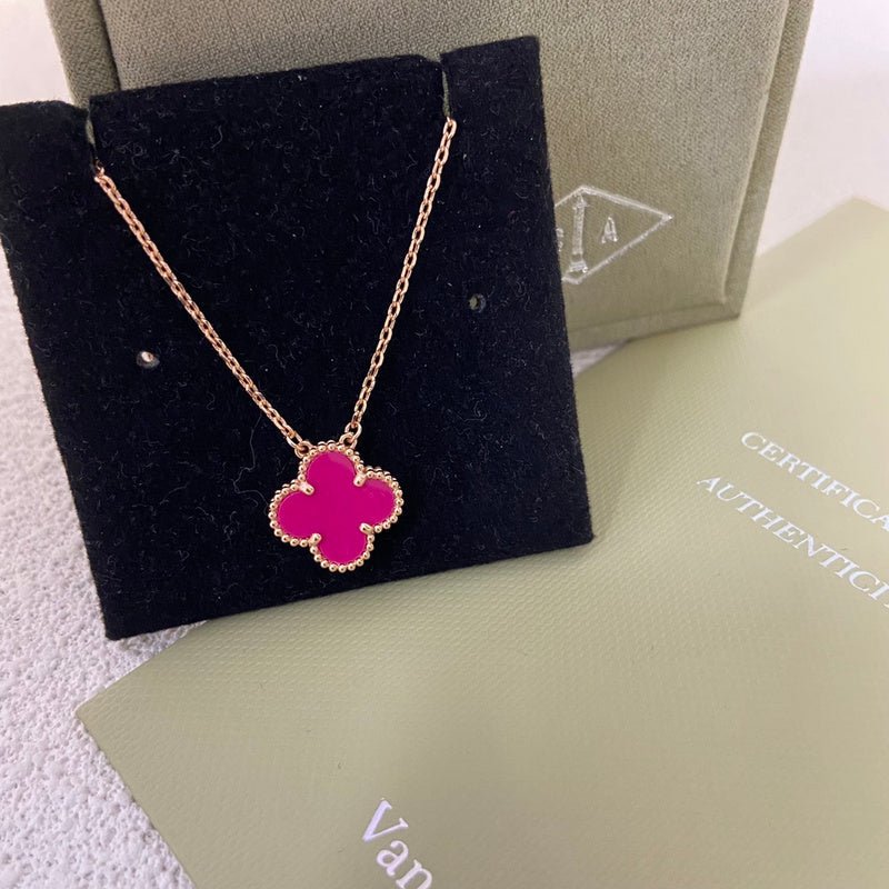 Alternative view of VCA Plum Red Enamel Clover Necklace