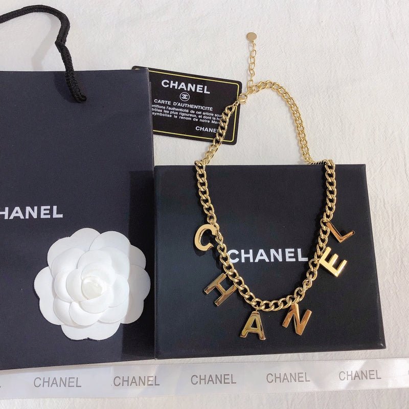 Alternative view of Chanel Gold Letter Curb Chain Choker