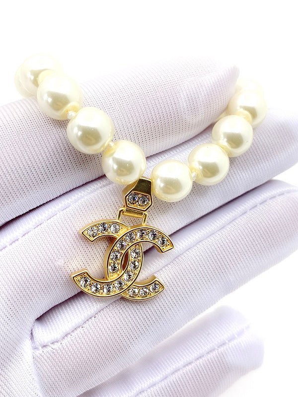 Alternative view of Chanel Pearl Rhinestone Double C Bracelet