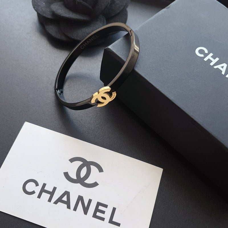 Alternative view of Chanel Black Gloss Gold Double C Bangle