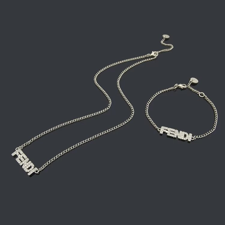 FENDI Diamond Engraved Metal Letter Necklace - Image 8