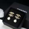 Chanel Textured Gold CC Pearl Drop