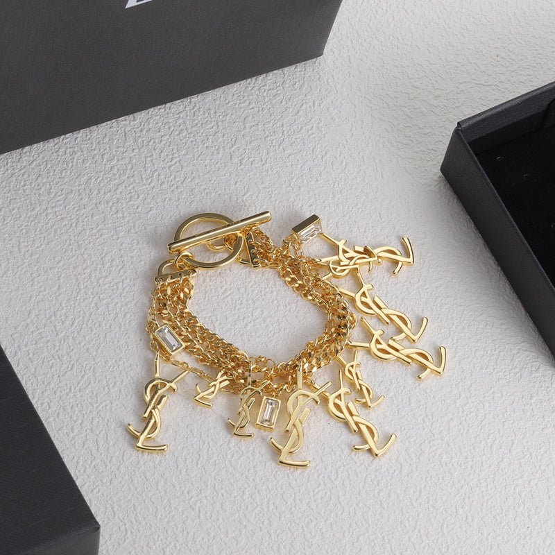 YSL Multi-Charm Logo Bracelet - Image 4