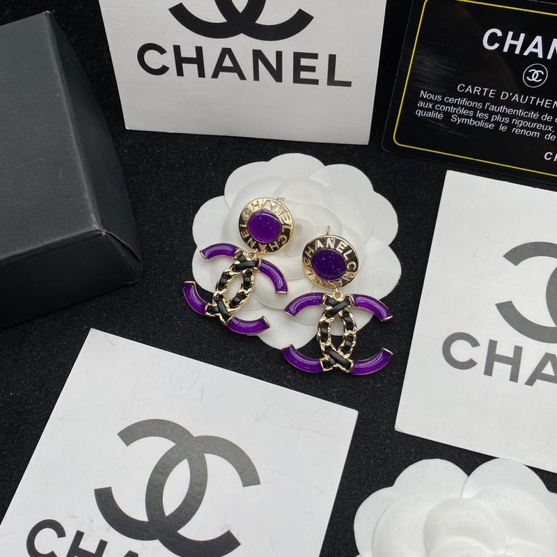 Chanel Purple Enamel Gem Double C - Image 6