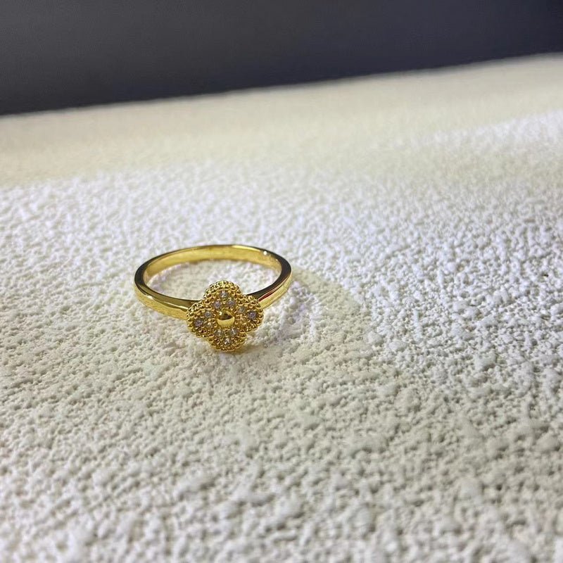 Alternative view of Mini Full Paved Zircon Clover Dainty Ring