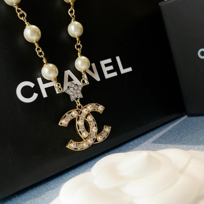 Alternative view of Chanel Gold Pearl Star CC Logo Necklace