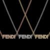 FENDI Diamond Engraved Metal Letter Necklace