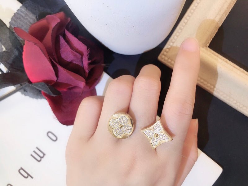LV Crystal Flower Open Ring - Image 3