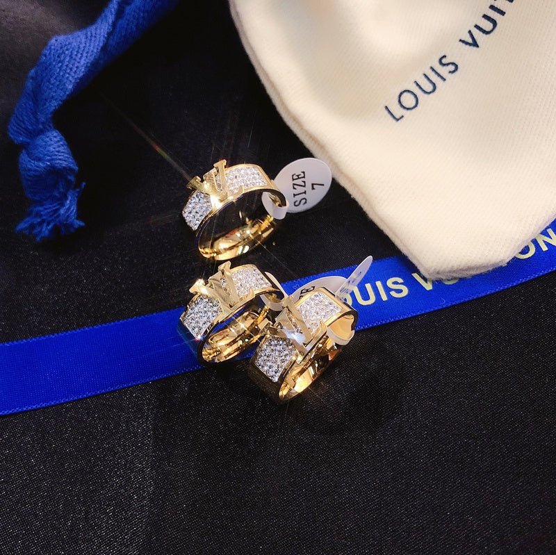 LV Crystal Logo Band Ring - Image 3