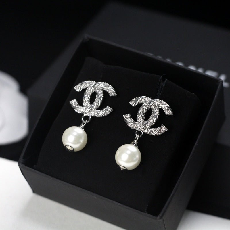 Alternative view of CHANEL Textured Gold CC Pearl Drop Earrings