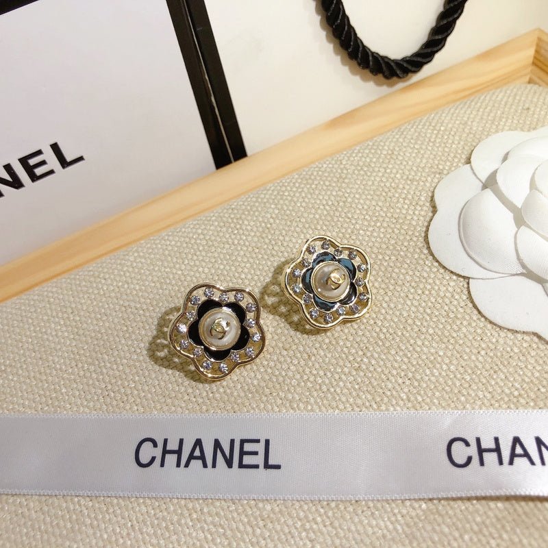 Alternative view of Chanel Floral Rhinestone Enamel Stud Earrings