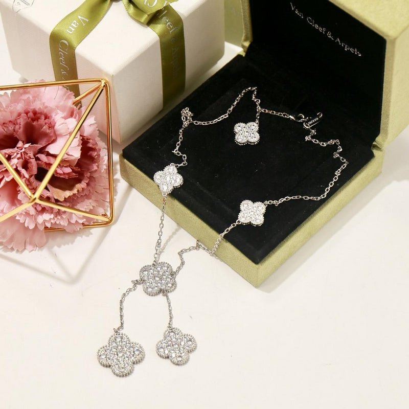 VCA Multi Diamond Clover 316L Steel Necklace - Image 5