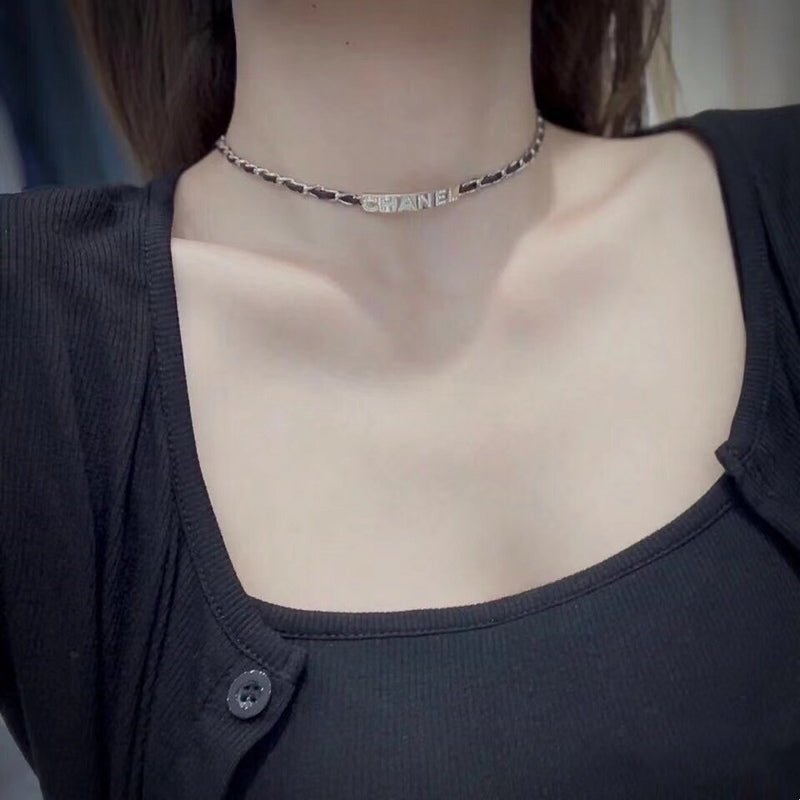 Chanel Silver Crystal Letter Chain - Image 9