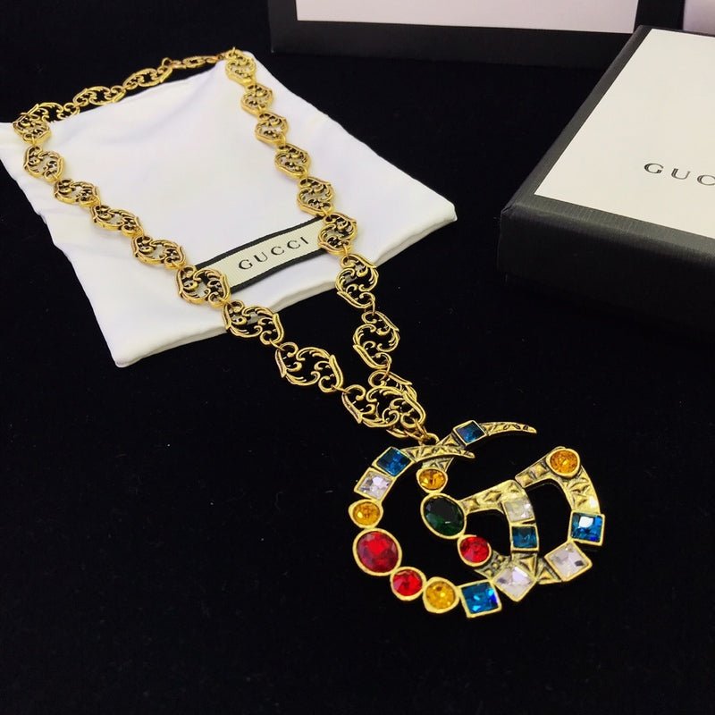 GUCCI Color Gem Hollow GG Necklace - Image 8