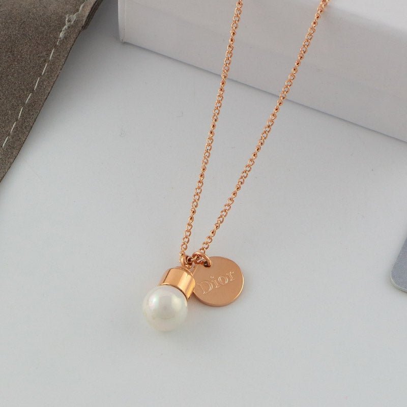 Dior Three-Tone Metal Mini Pearl Necklace - Image 4
