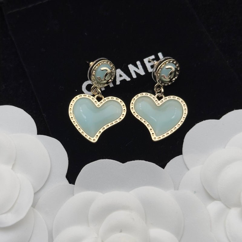 Chanel Pink Enamel Heart Drop Earrings - Image 4