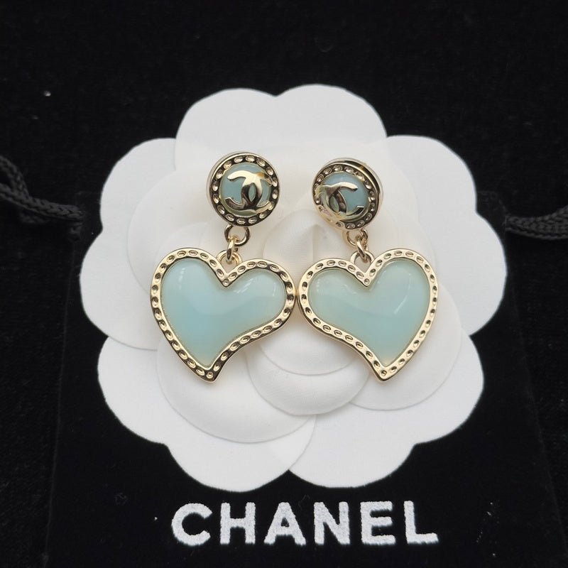 Alternative view of Chanel Pink Enamel Heart Drop Earrings