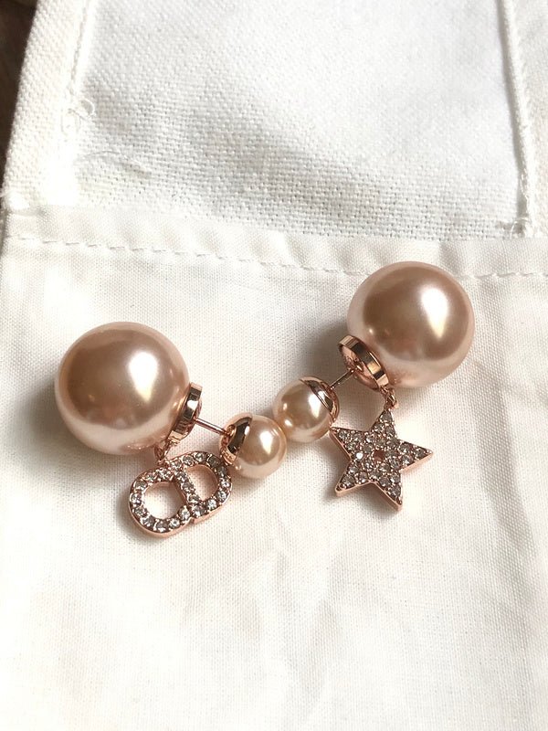 Dior Rose Gold Asymmetric Star Charm Earrings - Image 6