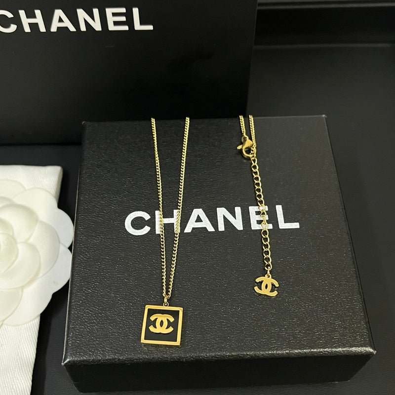Alternative view of Chanel Square Enamel Frame Double C Necklace